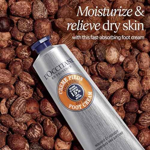 L'OCCITANE 15% Organic Shea Butter Foot Cream, Moisturizes, Soothes & Softens Feet, Repairs Cracked & Dry Heels, Fast Absorbing, Non-Greasy, Vegan