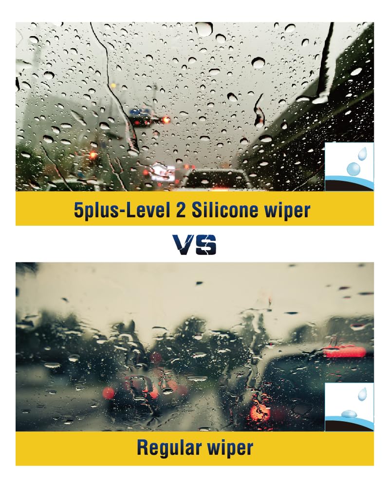 5 PLUS® Silicone 22 Inch Wiper Blades 2 Pack Replacement For CHEVY Silverado 2013-2008 Tahoe 2013-2007/GMC Sierra Yukon 2013-2008, Automotive Replacement Windshield Wipers With Water Repellent