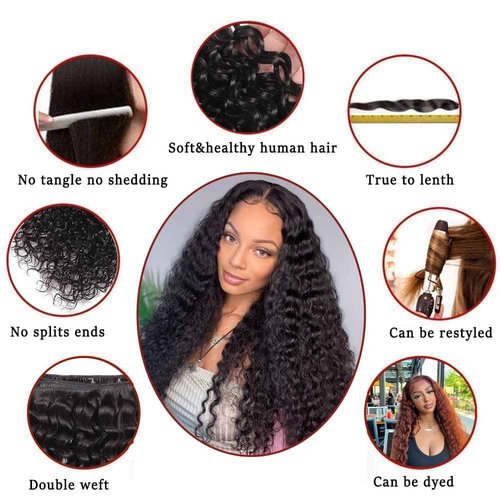 Water Wave Hair Bundles 100% Unprocessed Brazilian Virgin Weave 3 Bundles Human Hair 10 12 14 Inch Wet and Wavy Bundles Human Hair…