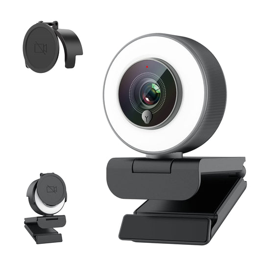 Angetube 1080P Streaming Webcam Kits, 967 HD Web Camera with Microphone and Light, Software Control, Webcam Cover - Web Cam Privacy Shutter to Protect Lens and Security