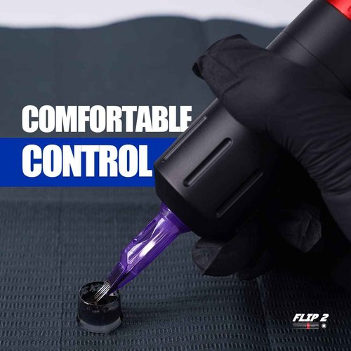 Mast Flip2 Wireless Tattoo Pen Machine Gun, Adjustable 6 Strokes 2.4-4.2mm, Rechargeable Battery Digital Display, Coreless Tattoo Motor by Mcore (1 Battery)