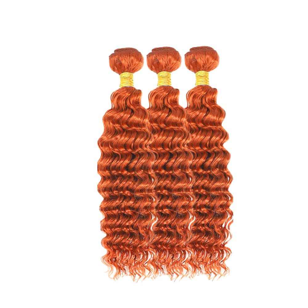 Ginger Bundles Human Hair Color 350 Deep Wave Bundle Grade 8A Peruvian Virgin Remy 3 Bundles 16 18 20 Inch Double Weft Real Orange Hair Weave