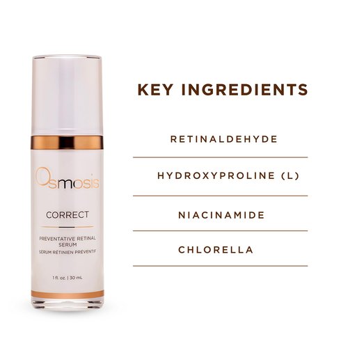 OSMOSIS CORRECT Preventative Retinal Facial Serum, Collagen Booster for Youthful, Radiant Skin for Aging, Pigmented, and Dry Skin, 1 Fl Oz