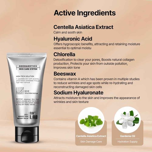 DR+LAB Cell Perfection Repair Balm 1.69 fl oz /50ml Tinted Repairing Moisturizing Soothing Cream K-beauty Mild Formula BB
