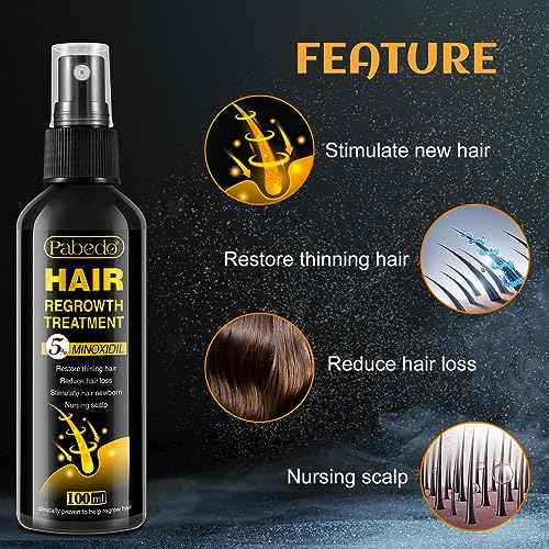 5% Minoxidil Hair Growth Serum, Minoxidil Spray For Beard Growth Serum, Hair Growth oil Spray, Treating Hair Loss For Thicker Longer Fuller Healthier Hair, 3.38 Oz