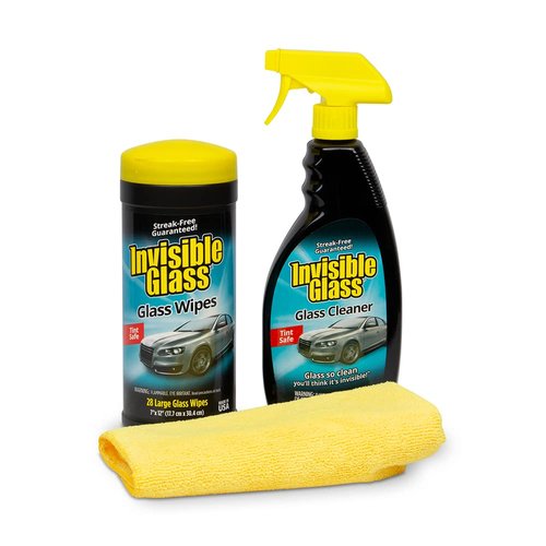 Invisible Glass 99611 Auto Glass Cleaner Kit with Streak Free Premium Glass Cleaner Spray, Glass Cleaner Wipes, and Microfiber Perfect Kit for Quick and Easy Glass Cleaning Tint Safe