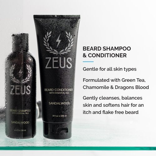 ZEUS Deluxe Men’s Beard Care Gift Set – Luxury Holiday Grooming Kit with Wash, Oil & Brush, Perfect Present for Husband, Dad or Boyfriend (Verbena Lime)