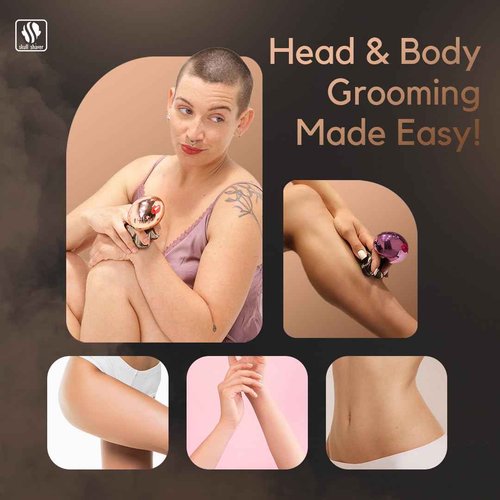 Skull Shaver Butterfly Kiss PRO - Women's Electric Shaver for Bikini Line, Legs & Body - Wet & Dry Use - Ergonomic, Hypoallergenic Blades - 60 Minutes Cordless Use - Rose Gold