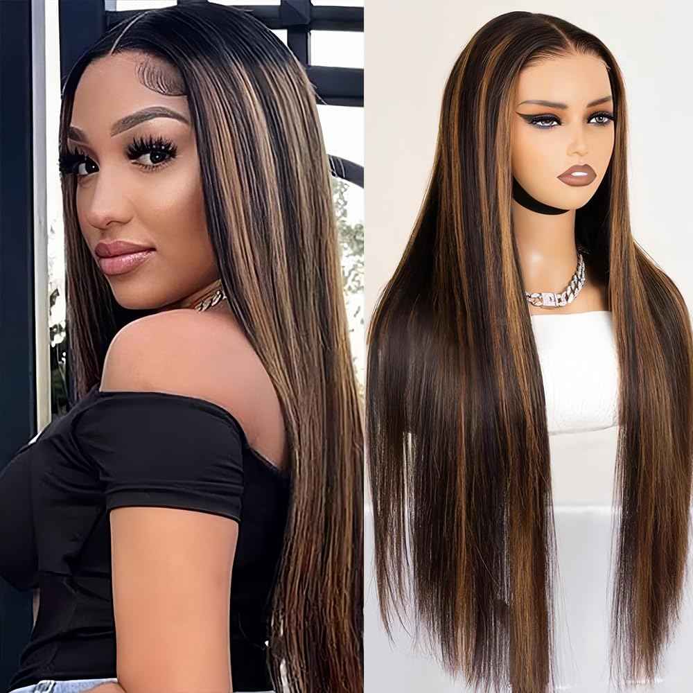 IFTIME Highlight Ombre Lace Front Wig Human Hair 180 density 22 inch straight wigs human hair 13x4 lace front wigs human hair wigs for black women