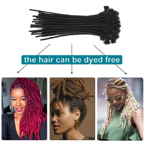 6 Inch 100 Strands Loc Extensions Human Hair 100% Handmade Permanent Dreadlock Extensions for Women Men Can Be Curled and Bleached Loc Extension with Needle(width 0.6cm natrual color)