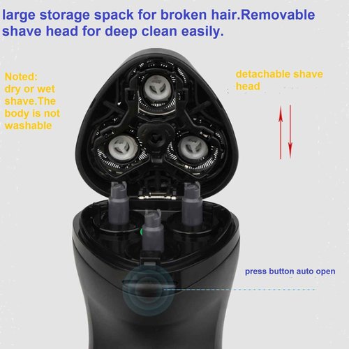 VSTSERIES Corded Electric Shaver for Men.Professional Head Shaver for Bald Man.3D Float Razor for Close Shave Machine.Face Stubble Bold Heavy Beard Trimmer.12w Powerful Motor.Plug in Power Supply