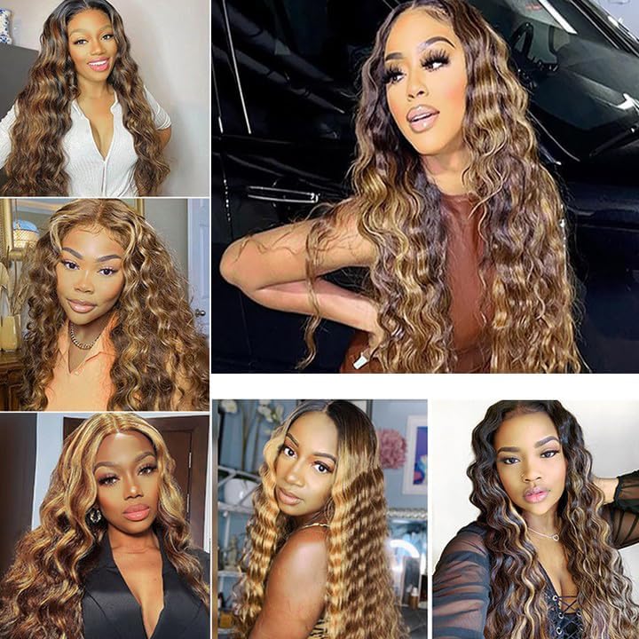 Habiliana Bundles Human Hair 18 20 22 Inch P1B/27 Human Hair Bundles 12A Unprocessed Brazilian Virgin Quick Weave Hair Extensions for Black Women