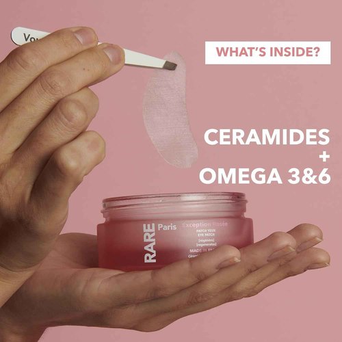 RARE Paris - Exception Rosée - Regenerating Under Eye Patches - Hydrating & Brightening - With Ceramides & Omega-3 & 6 - Brightening, Firming & Revitalizing - Multi-Active Serum Formula - 30 Pairs