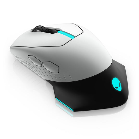 Alienware Wired/Wireless Gaming Mouse AW610M - 16000 DPI, Optical Sensor, Ambidextrous, 7 Buttons, 3-ZONE 16.8m AlienFX RGB Lighting, Edge-Free Design, Ergonomic - Lunar Light