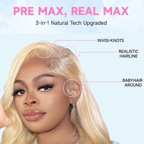 JINNOO 30 Inch 613 13x6 Lace Front Wig Human Hair 200 Density Blonde Wig Human Hair 613 HD Lace Frontal Wig Body Wave Lace Front Wig Pre Plucked Glueless Blonde Wigs