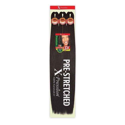 Outre Braids X-Pression Kanekalon 3X Pre Stretched Ultra Braid 72" (5-pack, 1B)