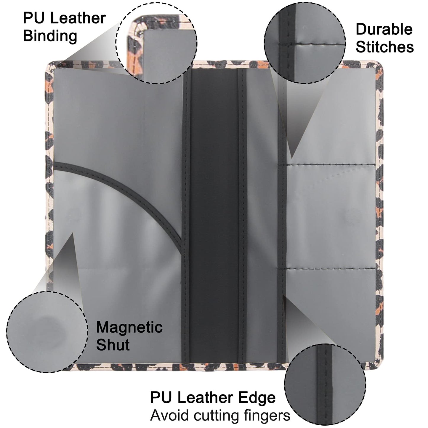 LumiMokki Premium Car Registration & Insurance Card Holder with Magnetic Shut, Vehicle Glove Box Car Organizer - For Documents, Cards, License (Leopard A)