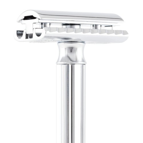 MERKUR Progress 510 Adjustable Double Edge Safety Razor - Long Handle Adjustable Razor With Dial Made in Germany Plastic-Free Closed Comb Straight Bar