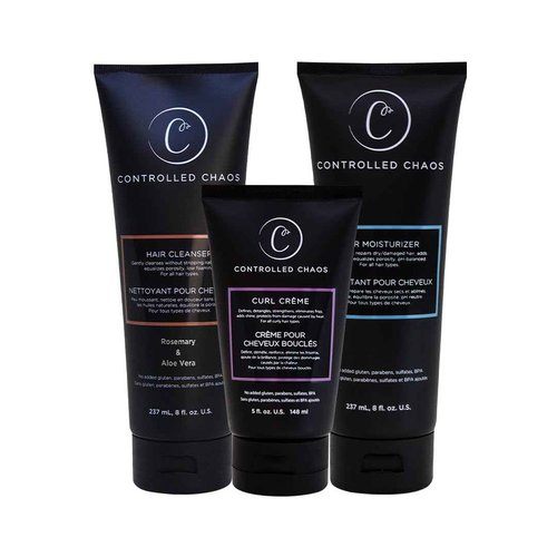 Controlled Chaos Hair Care Set for Curly Hair - 3 Pack Including Shampoo, Conditioner, Curl Defining Cream to Control Frizz & Nourish All Hair Types