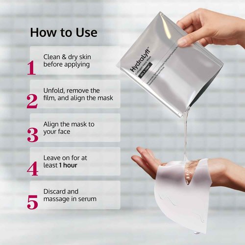 5th & Glow HydraLyft - Collagen Face Mask - Collagen Hydrogel Mask with Hyaluronic Acid & Niacinamide - Deep Hydration, Anti-Aging & Firming Collagen Mask for a Youthful, Glass Skin Glow - 4 Sheets