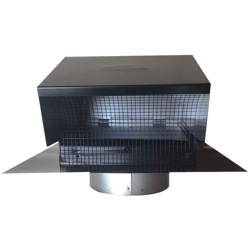 Builder's Best 012633 Galvanized Steel Roof Vent Cap with Damper & Removable Screen, 6" Diameter Collar, Black (Discontinued)
