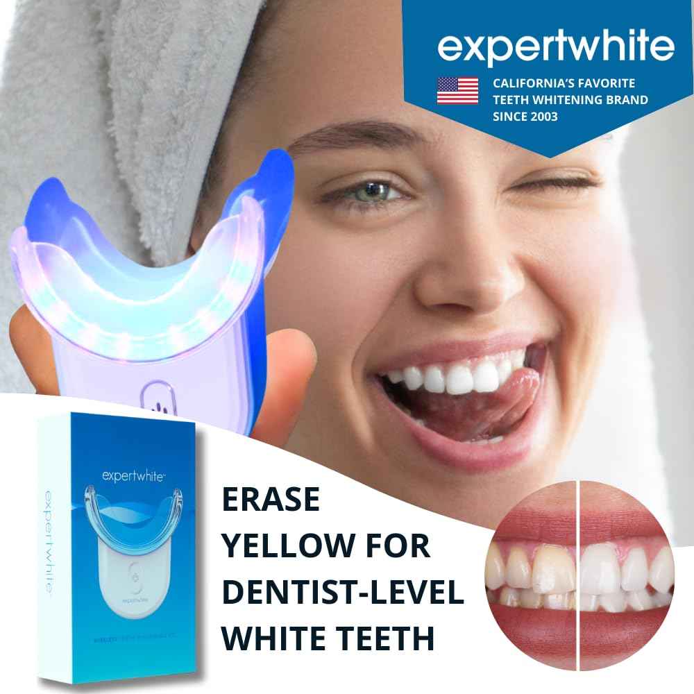 Instant Glo Teeth Whitening Kit with 32x LED Accelerator Light, Best Smile Whitener Gel Pens. Fast Results, for Sensitive Teeth, Enamel-Safe, Dentist-Trusted Incl. Mouth Tray, UV Light Whitening Kit