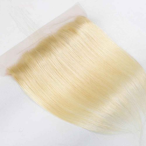 MSTOXIC 613 Frontal Straight 13x6 Transparent HD Lace Frontal Closure 12A Brazilian Virgin Remy Hair Free Part Ear to Ear Blonde Frontal Human Hair For Women Pre Plucked With Baby Hair 150% 14 Inch