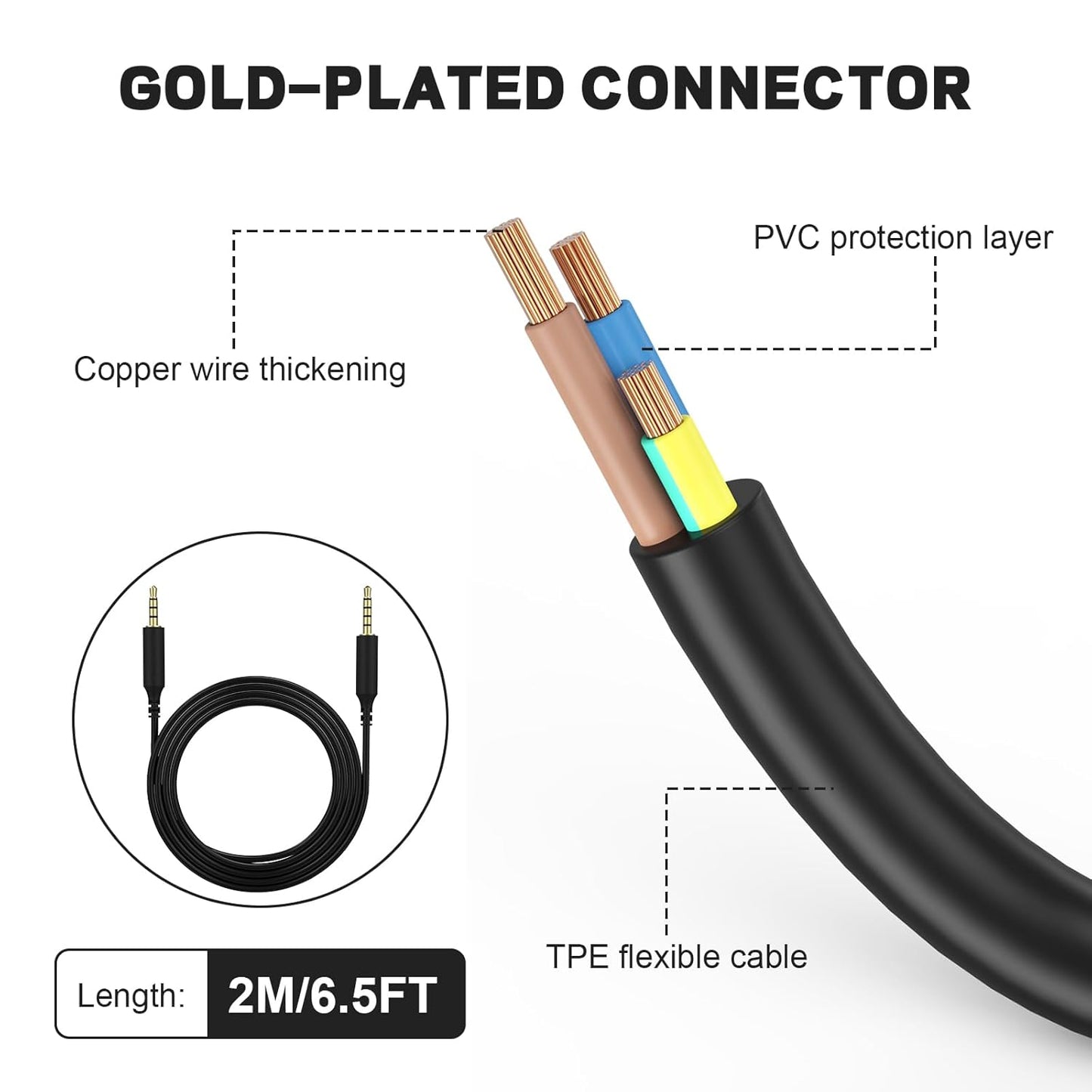 Alitutumao Astro A40 A10 A30 A50 Gaming Headset 3.5mm Audio Aux Cable Extension Cord Compatible with PlayStation 4 PS4, MixAmp, PC Gaming and Smartphone, No Mute & Volume Control Button, 6.5FT