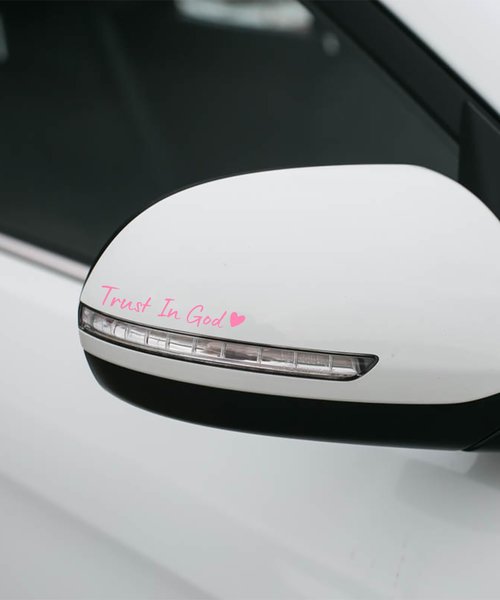 SCUARI 4PCS Car Stickers,Cars Decals,Car Accessories Trust in God Rearview Mirror Sticker,Auto Stickers and Decals,Auto Decals for Women,Trust in God Mirror Decals,Suitable for Motorcycle (Pink)