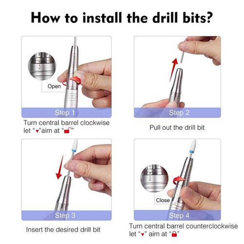Brushless Nail Drill Handpiece Replacement (Silver)