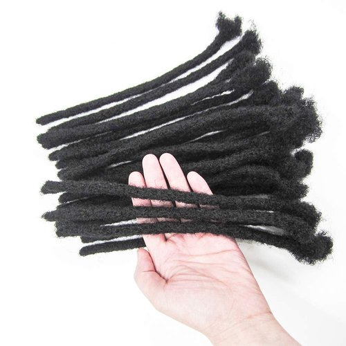 6 inch 60 Strands Loc Extensions Real Human Hair for Women/Men Can Be Dyed Bleached Curled 100% Full Handmade Permanent Dreadlock Extensions 0.6cm Width