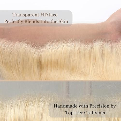 Pre-sewn 9x6 HD Lace Closure with Glueless Cap ? Body Wave Human Hair Closure with Baby Hair, Bleach & Dye Friendly, Beginner Friendly 16 Inch 613 Blonde