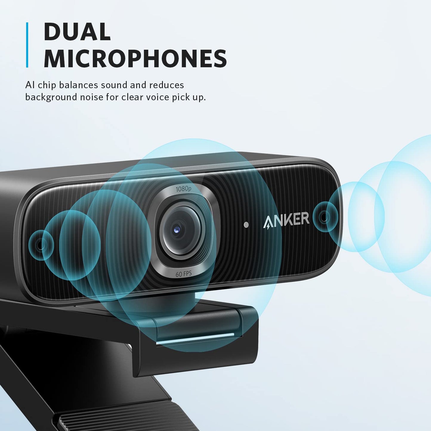 Anker PowerConf C300, AI-Powered Framing & Autofocus, Smart Full HD, Noise-Cancelling Microphones, Adjustable FoV, 60 FPS, Low-Light Correction, Zoom Certified, 1080p Webcam with HDR
