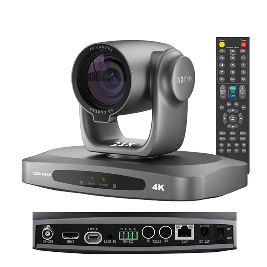 4K NDI PTZ Camera with AI Auto Tracking 21X Optical Zoom HDMI/SDI/USB 3.0/PoE/IP for Church Worship, Live Events, Video Conferencing (OBS, vMix, Zoom, Teams)