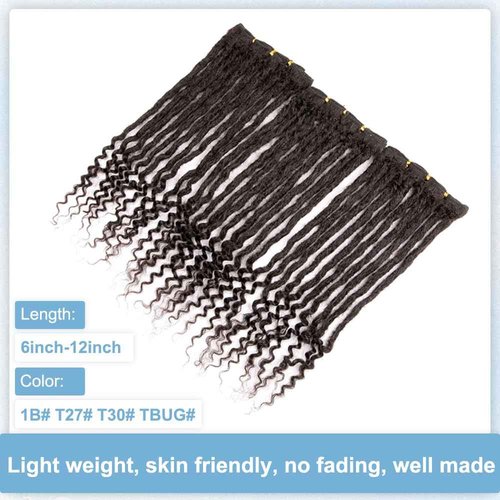 Originea 0.6cm 6-18 Inch 100% Human Hair Dreadlock Extensions Curly Ends Loc Extensions Human Hair For Women/Kids Handmade Permanent Loc Extensions Can Be Dyed Bleached Curled 1B# 10 inch 30 Strands