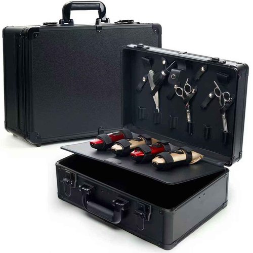 MoyRetty Professional Barber Case Portable Aluminum Organizer for Hair Stylists & Pet Groomers Hairdresser Tool Metal Buckle Box Organizer Traveling Suitcase (Simple)