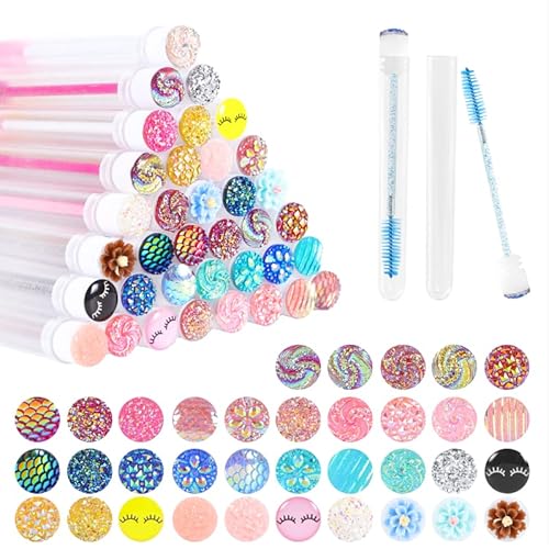 60 Pcs Colorful Lash Disposable Mascara Brushes Diamond Eyelash Spoolies Makeup Brush Mascara Wand in Sanitary Tube Lash Supplies