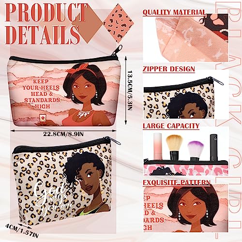 Talltalk 24 Pcs Makeup Bag Toiletry Canvas Zipper Makeup Bags Housekeeping Appreciation Gifts Cosmetic Pouch Reusable Multipurpose Organizer(Black,African Women)