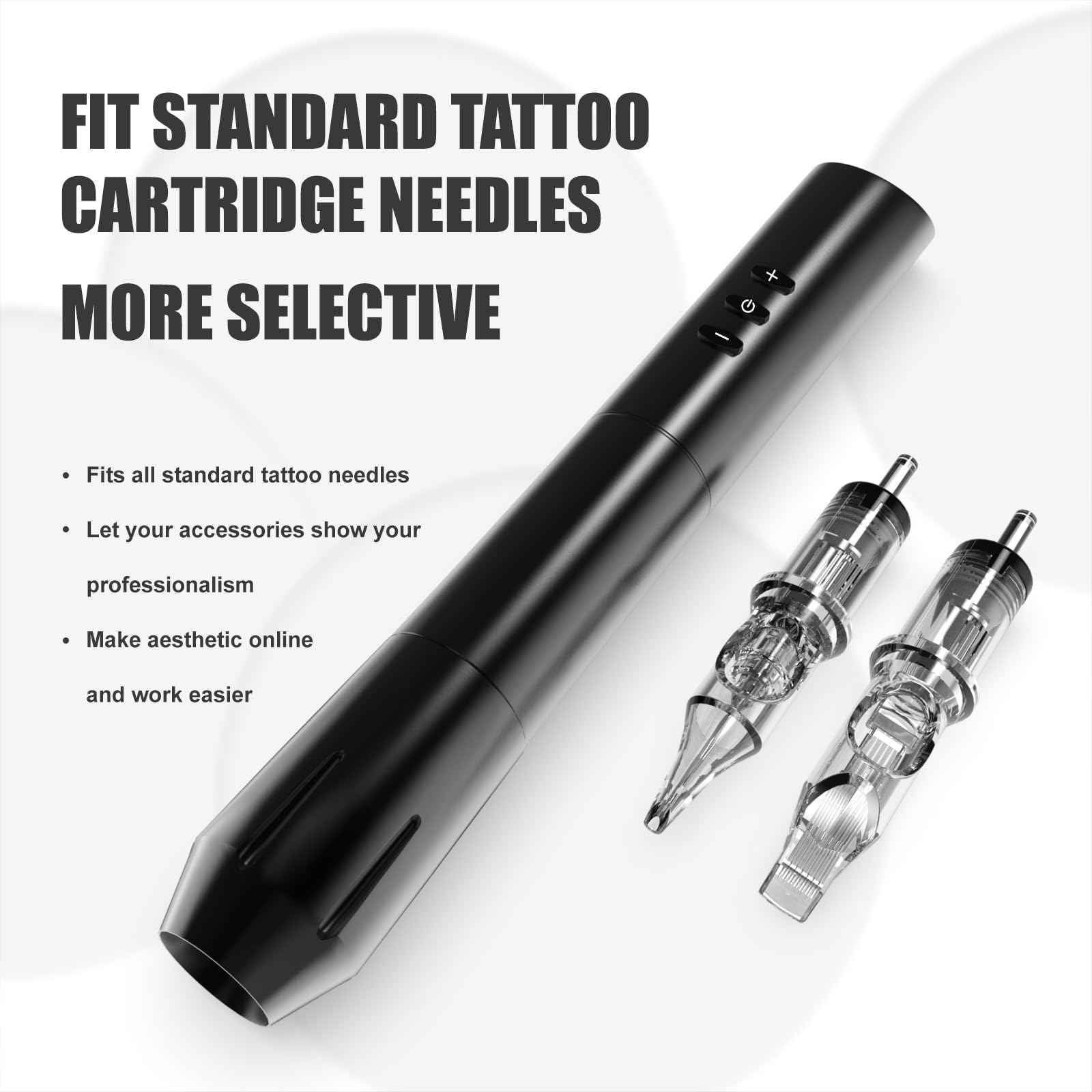 OFEYLE 109 Wireless Tattoo Pen Machine Rotary Tattoo Gun with 2PCS Replaceble Batteries Coreless Motor Digital Display Cartridge Battery Pen Permanent Makeup Tattoo Supply for Tattoo Artist (Black)