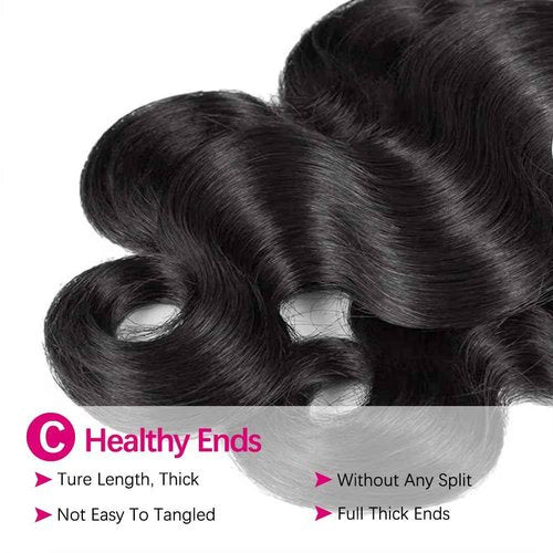 Body Wave Bundles Human Hair 18 20 22 24 Inch 4 Bundles Human Hair 12A Unprocessed Brazilian Virgin 100% Real Human Hair Bundles Double Weft Natural Black Color Hight Gram Hair Extensions