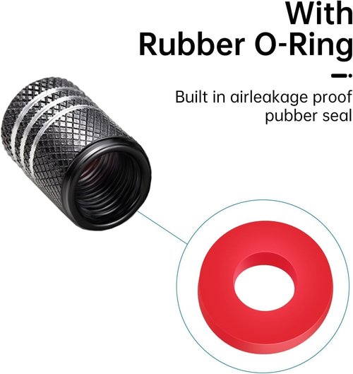 Tire Valve Stem Cap Cover for Acura Belt O-Ring Seal Corrosion Resistant,Tire Valve Stem Air Cap 4 Pack Black
