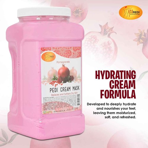 SPA REDI - Body and Foot Cream Mask, Pomegranate, 128 Oz - Pedicure Massage for Tired Feet and Body, Hydrating, Fresh Skin - Infused with Hyaluronic Acid, Amino Acids, Panthenol, Comfrey Extract