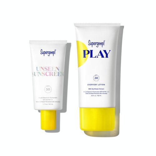 Supergoop! Unseen Sunscreen SPF 50 Invisible Sun Protection for Face (1.7 fl oz) + PLAY Everyday Lotion SPF 50 (5.5 fl oz) - Broad Spectrum Body & Face Sunscreen Recommended for Sensitive Skin