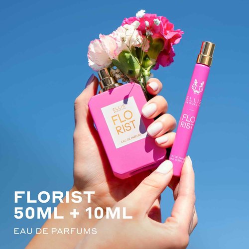 Ellis Brooklyn FLORIST Eau De Parfum Gift Set – Fresh Floral Perfume for Women with Italian Bergamot, Tuberose & Cedarwood – Vegan & Cruelty-Free – Perfect for Mother’s Day! (50ml + 10ml Travel Spray)