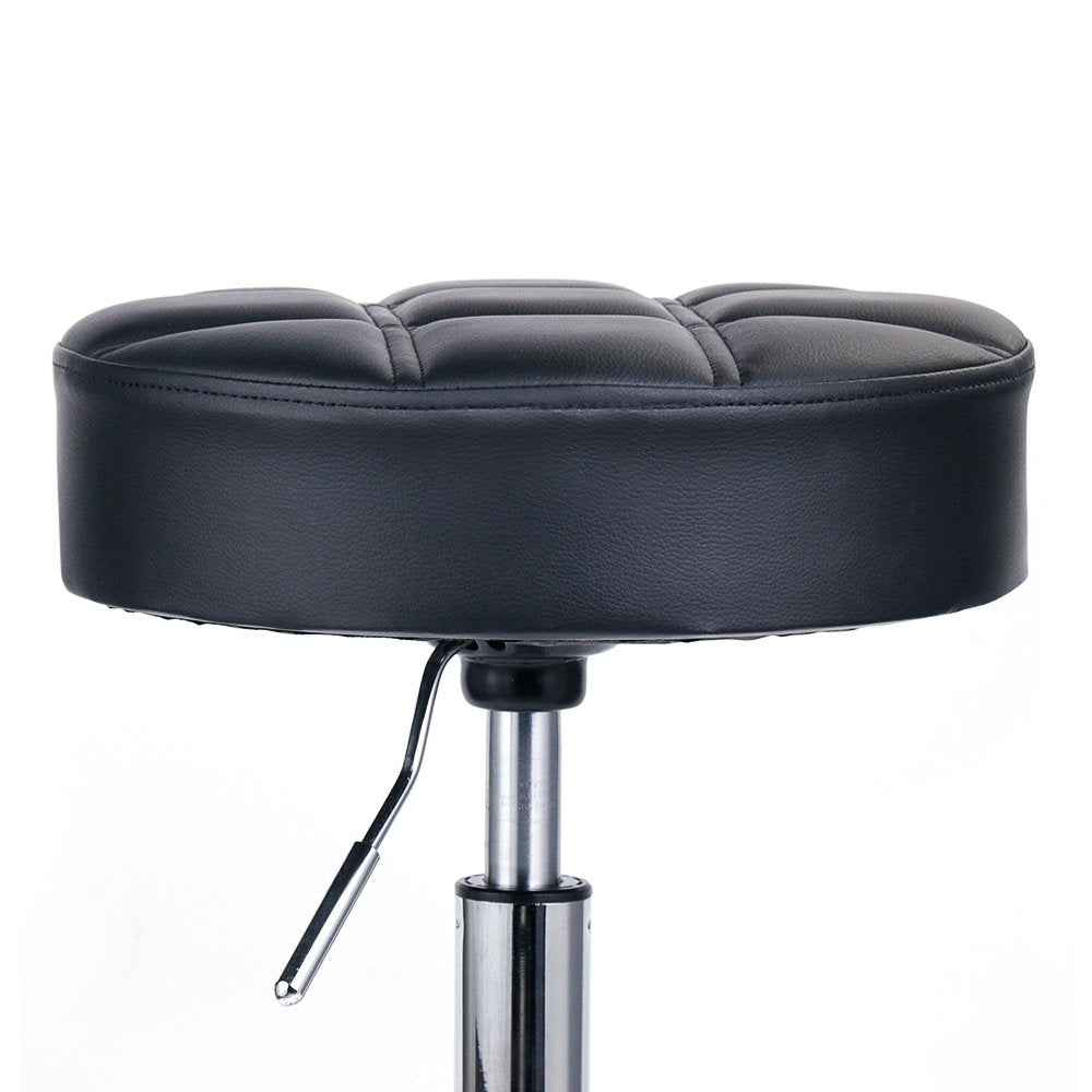 Leopard Round Rolling Stools, Adjustable Work Medical Stool with Wheels (Black)