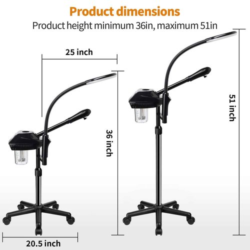 Retain Time Facial Steamer for Ozone Humidifier Atomizer Attach 5× Magnifier and Light, Professional Face Steamer Clean Skin Firming Pores and Moisturizing Suitable for a Beauty, Spa, at Home