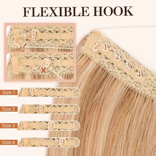 Halo Hair Extensions Real Human Hair,S-noilite 100% Human Hair Halo Extensions for Women,70g/20inch 12P613 Golden Brown Mixed Bleach Blonde