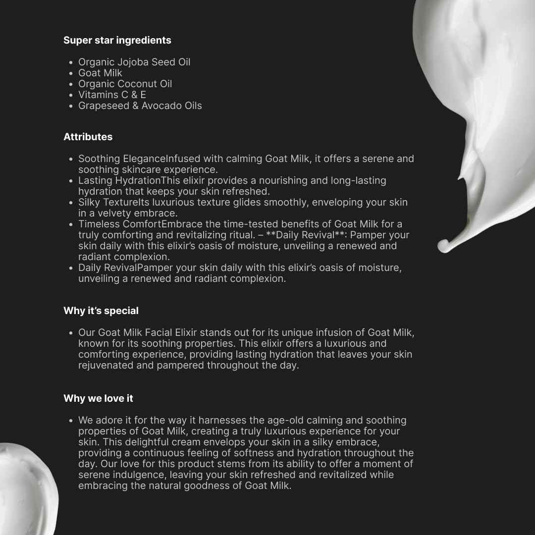 L'Moon Organic Goat Milk Facial Elixir Cream - Rejuvenating Face Cream, Anti-Aging Moisturizing Face Cream, Moisturizerface, Hydrating Facial, Fragrance Free Cream, Power Moisturizer Cream 1.69 fl oz