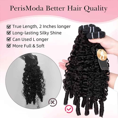 PerisModa 15A Raw Burmese Curly Bundles 100% Human Hair Bundles Pix Curly Bundles Unprocessed Human Hair Extensions 24 Inches 1PC 100% Unprocessed Virgin Water Wave Hair For Women Natural Black