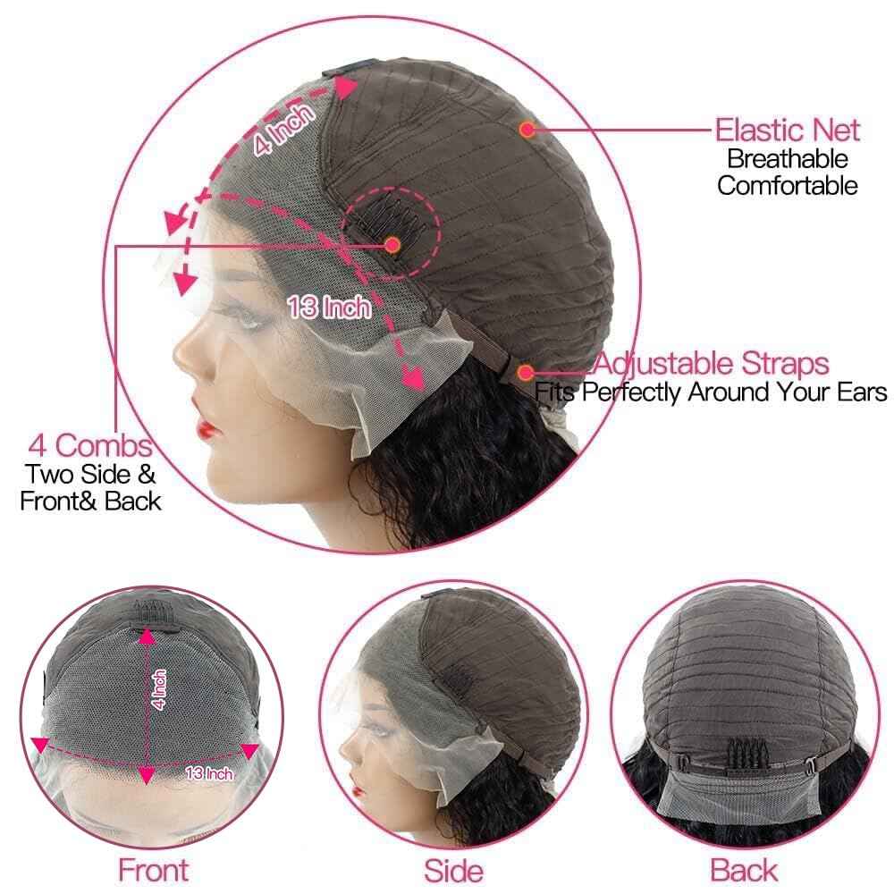 30 Inch Lace Front Wig Human Hair for Black Women 180% Density HD Transparent 13x4 Deep Wave Lace Front Wigs Human Hair Pre Plucked Wet and Wavy Brazilian Curly Glueless Lace Frontal Wigs (30Inch）